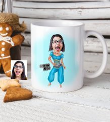 Kişiye Özel Bayan Oryantal Karikatür Beyaz Kupa Bardak