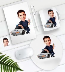 Kişiye Özel Bay Trafik Polisi Karikatürlü Defter Kalem Kupa Mouse Pad Seti-1