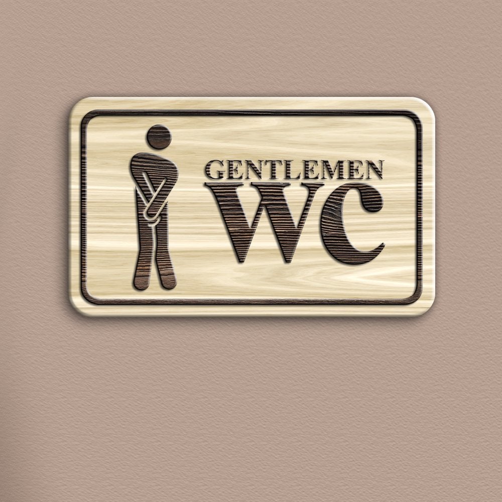 Bay WC Ahşap Uyarı Levhası - 1