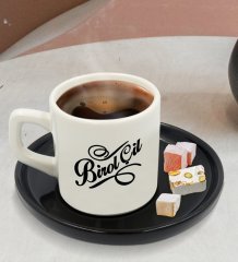 Kişiye Özel Siyah Sunum Tabaklı İsimli Türk Kahvesi Fincanı Model 5