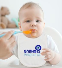 BK Kids Maşalla de Tasarımlı Beyaz Bebek Body Zıbın ve Mama Önlüğü Hediye Seti-1