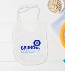 BK Kids Maşalla de Tasarımlı Beyaz Bebek Body Zıbın ve Mama Önlüğü Hediye Seti-1
