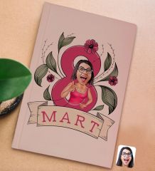 BK Gift 8 Mart Karikatürlü Pudra Pembesi Sert Kapaklı Defter ve Middle Kupa Seti, Arkadaşa Hediye, Yeni İş Hediyesi, Doğum Günü Hediyesi-2