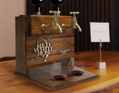 BK Gift Kişiye Özel Kabartma İsimli Çift Musluklu Doğal Ahşap Şarap Standı, İçki Standı, Doğum Günü Hediyesi, Ev Hediyesi, Erkek Hediye-9
