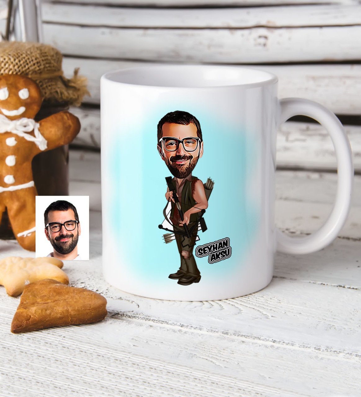 Kişiye Özel Bay Okçu Karikatür Beyaz Kupa Bardak