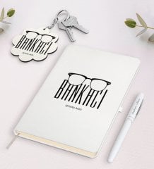 Kişiye Özel Bankacı Beyaz Defter Kalem ve Anahtarlık Hediye Seti-10