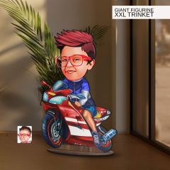 BK Gift Kişiye Özel Motorcu Çocuk Karikatürlü Büyük Boy Ahşap Biblo-1 Arkadaşa Hediye , Sevgiliye Hediye, Kişiye Özel Biblolar