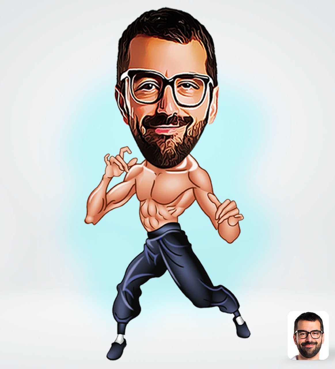 Kişiye Özel Bruce Lee Karikatürlü Sosyal Medya Dijital Profil Fotoğrafı - Model 1