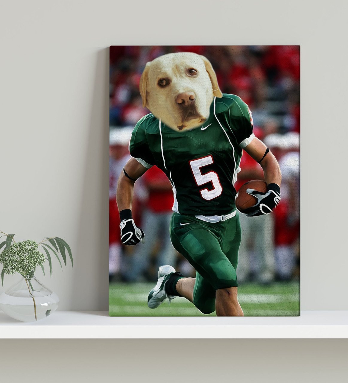 Evcil Dostlara Özel Amerikan Futbolcusu Tasarımlı Portre Kanvas Tablo 30x50cm-2
