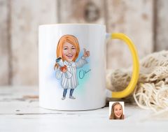 Bk Gift Kişiye Özel Mezun Karikatürlü Sarı Kupa Bardak-3, Sevgiliye Hediye, Arkadaşa Hediye