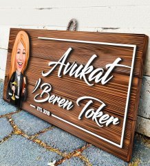 BK Gift Kişiye Özel Avukat Karikatürlü Dekoratif Ahşap Tabela-2
