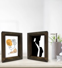 Bk Gift Banyo Dekoratif 2'li Doğal Masif Ahşap Çerçeve 15x20cm-4
