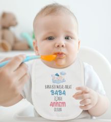 BK Kids Masal Anlat Baba Tasarımlı Beyaz Bebek Body Zıbın ve Mama Önlüğü Hediye Seti-1
