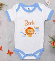 BK Kids Kişiye Özel İsimli 5 Parça Mavi Bebek Body Zıbın Yastık Hediye Seti, Yeni Doğan Bebek Giyim Hediyesi-4