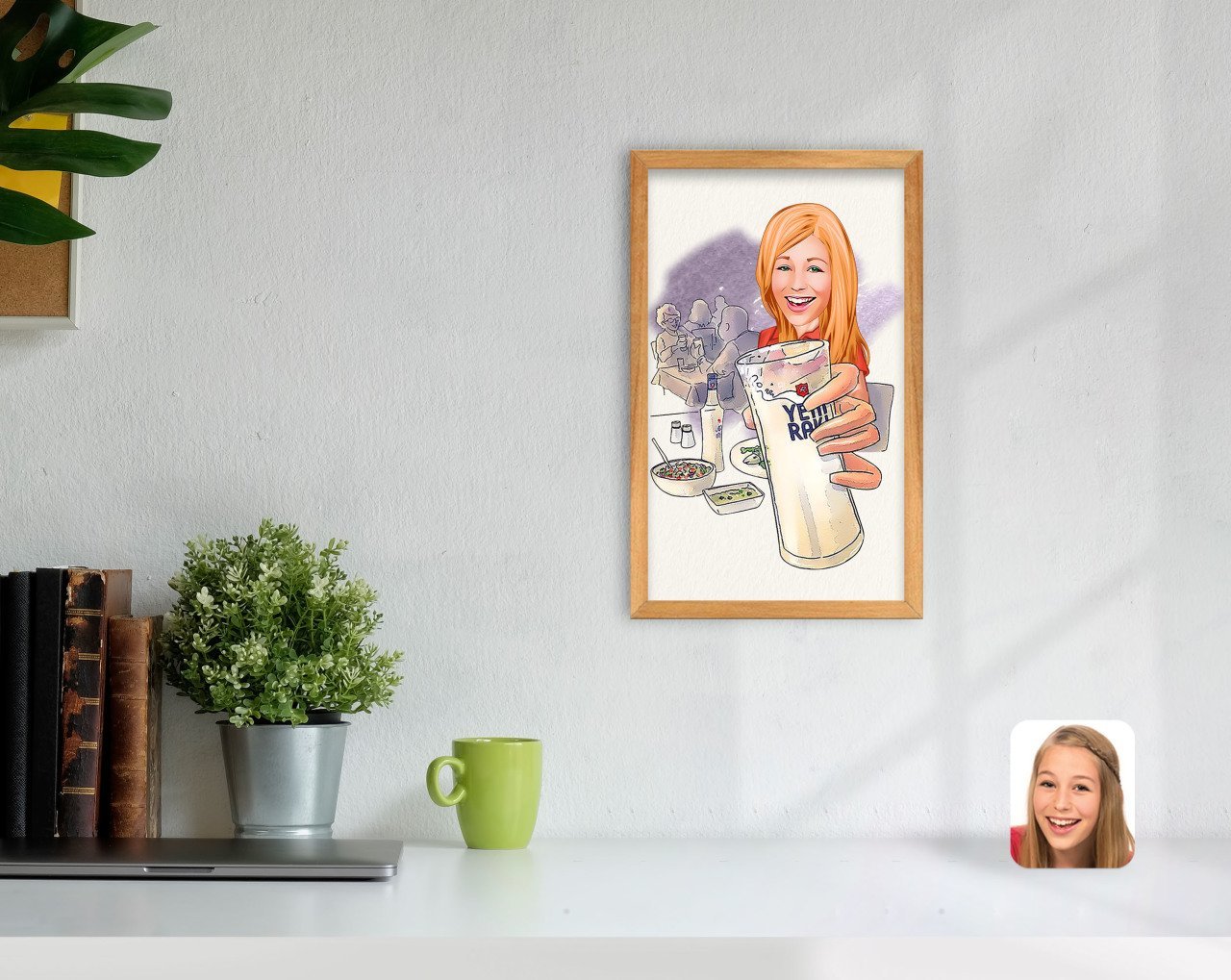 BK Home Kadın Rakı Karikatürlü Dekoratif Retro Ahşap Tablo-1