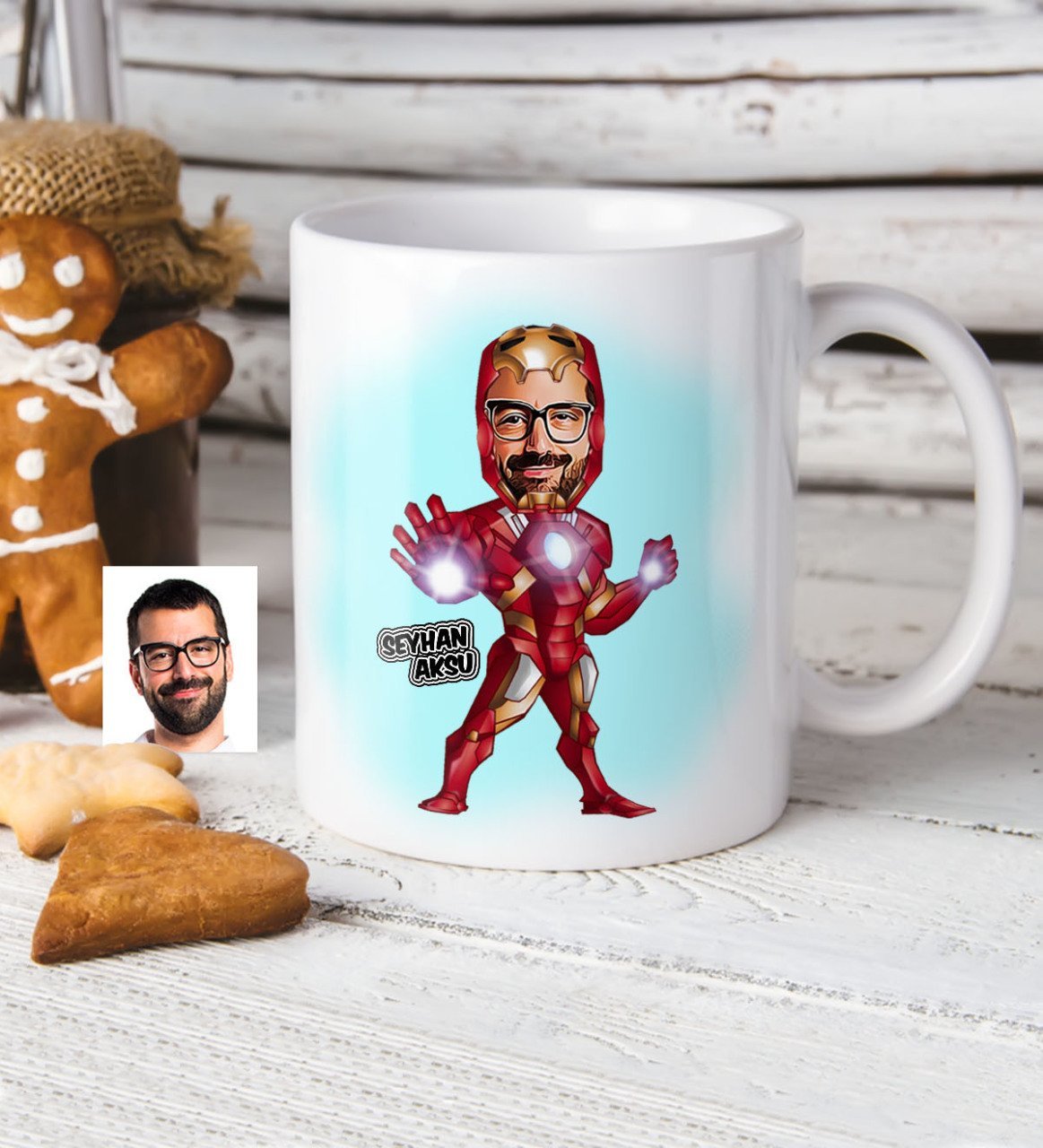 Kişiye Özel Demir Adam Karikatür Beyaz Kupa Bardak - 2