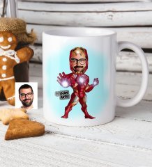 Kişiye Özel Demir Adam Karikatür Beyaz Kupa Bardak - 2