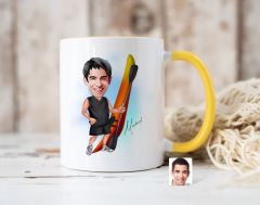 Bk Gift Kişiye Özel Kano Karikatürlü Sarı Kupa Bardak-1, Sevgiliye Hediye, Arkadaşa Hediye