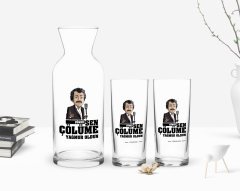 Kişiye Özel Renkli Baskılı Çünkü Sen Çölüme Yağmur Oldun Tasarımlı İkili Rakı Bardağı ve Karaf Hediye Seti-7
