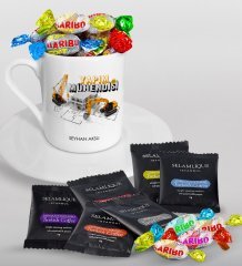 Kişiye Özel Yapım Mühendisi Türk Kahvesi Fincanı Selamlique Karışık Türk Kahvesi ve Haribo Şeker Hediye Seti-1