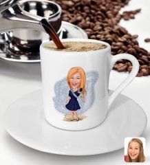 BK Gift Kişiye Özel Tatilci Kadın Karikatürlü Türk Kahvesi Fincanı-5