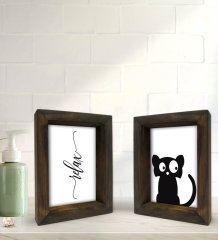 Bk Gift Banyo Dekoratif 2'li Doğal Masif Ahşap Çerçeve 15x20cm-3