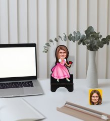 Kişiye Özel Kız Çocuk Prenses Karikatürlü Ahşap Biblo Telefon Standı-2