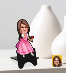 Kişiye Özel Kız Çocuk Prenses Karikatürlü Ahşap Biblo Telefon Standı-2