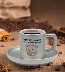 BK Gift Neyse ki Prensesim Tasarımlı Mat Gümüş Yaldız Renk Türk Kahvesi Fincanı-1, Ev Hediyesi, Doğum Günü Hediyesi, Ev Hediyesi