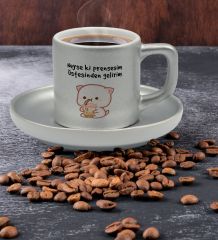 BK Gift Neyse ki Prensesim Tasarımlı Mat Gümüş Yaldız Renk Türk Kahvesi Fincanı-1, Ev Hediyesi, Doğum Günü Hediyesi, Ev Hediyesi
