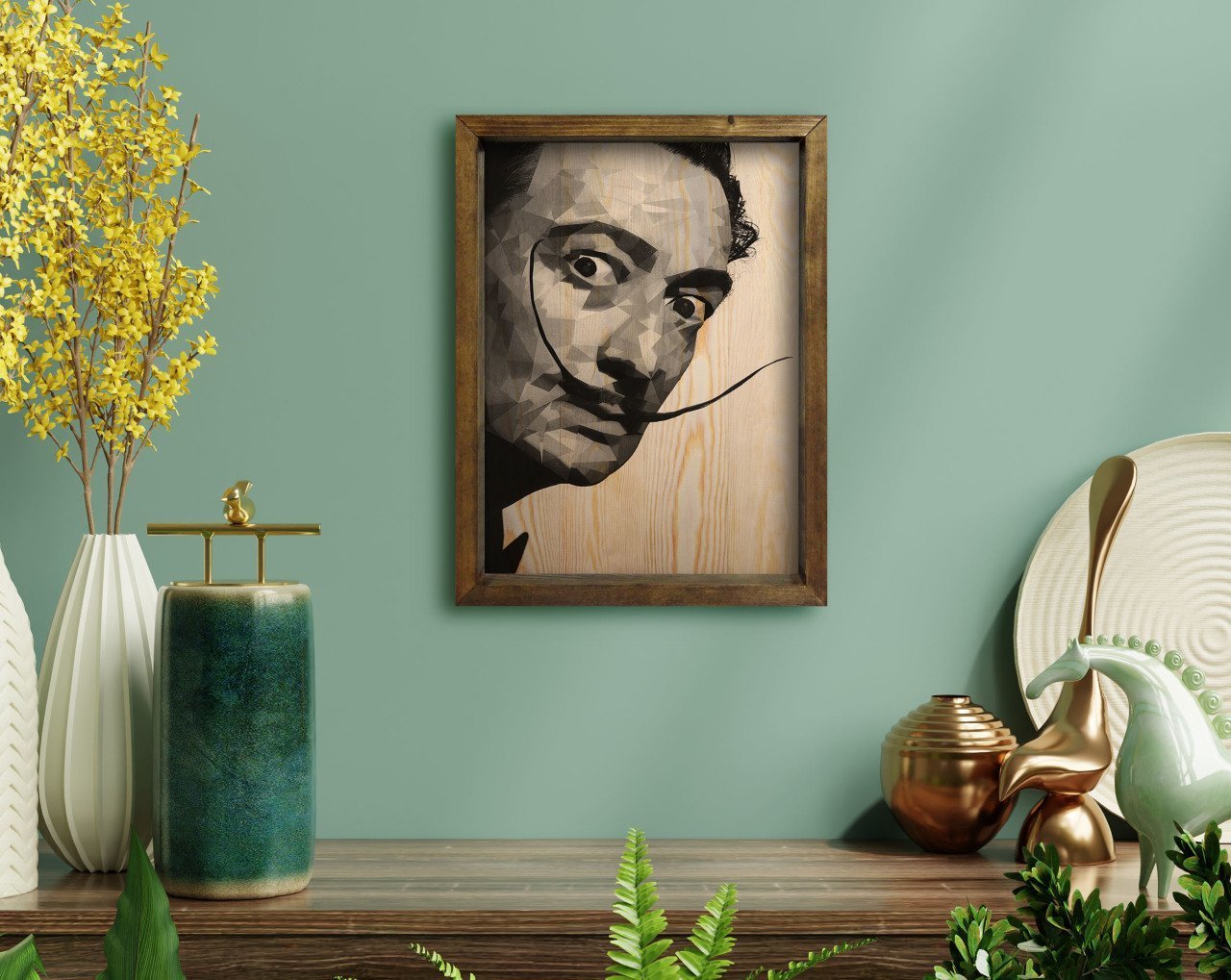 BK Home Salvador Dali Tasarımlı Doğal Masif Ahşap Çerçeveli Tablo-34