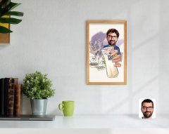 BK Home Erkek Rakı Karikatürlü Dekoratif Retro Ahşap Tablo-1