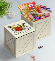Kişiye Özel Baterist Ahşap Kutuda Nostaljik Lezzetler Hediye Seti-2