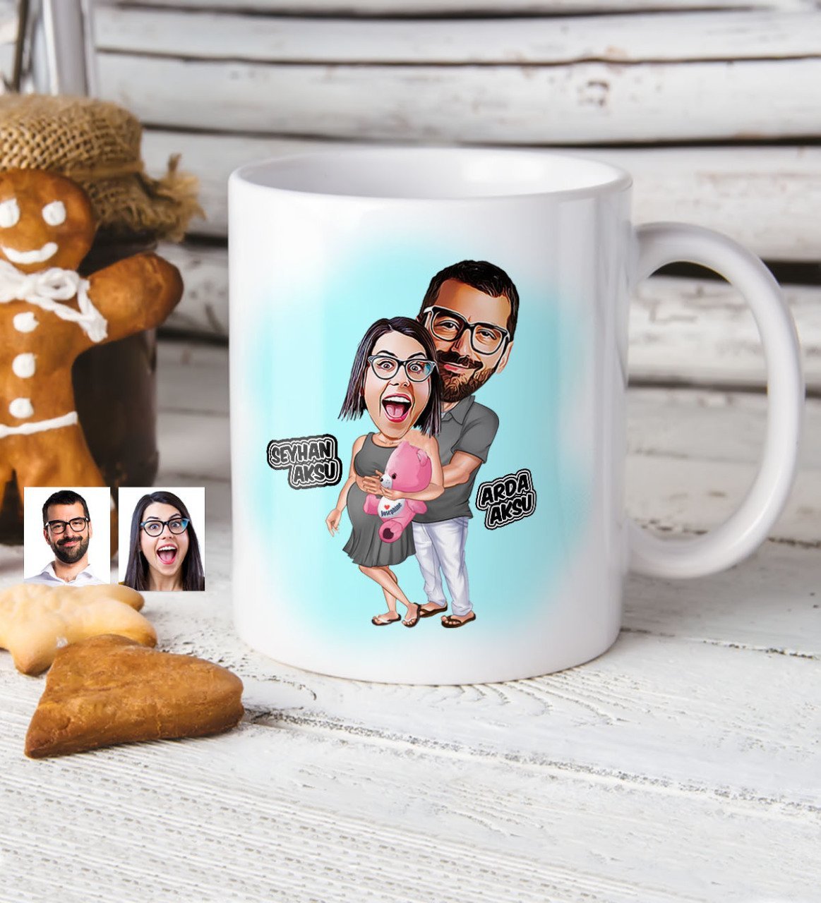 Kişiye Özel Bebek Bekliyoruz Karikatür Beyaz Kupa Bardak