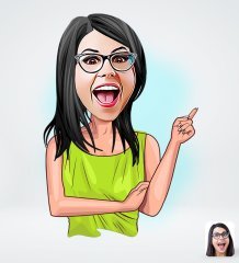 Kişiye Özel Kadın Karikatürlü Sosyal Medya Dijital Profil Fotoğrafı - Model 19