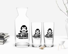 Kişiye Özel Renkli Baskılı Çünkü Sen Çölüme Yağmur Oldun Tasarımlı İkili Rakı Bardağı ve Karaf Hediye Seti-6