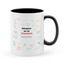 Kişiye Özel Dünyanın En İyi Öğretmeni Siyah Kupa Bardak - 14