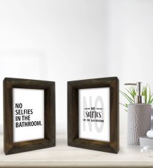 Bk Gift Banyo Dekoratif 2'li Doğal Masif Ahşap Çerçeve 15x20cm-2