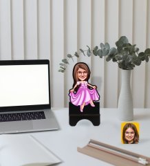 Kişiye Özel Kız Çocuk Prenses Karikatürlü Ahşap Biblo Telefon Standı-1