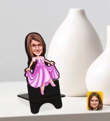 Kişiye Özel Kız Çocuk Prenses Karikatürlü Ahşap Biblo Telefon Standı-1