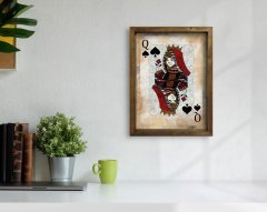 BK Home İskambil Tasarımlı Doğal Masif Ahşap Çerçeveli Tablo-2