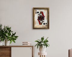 BK Home İskambil Tasarımlı Doğal Masif Ahşap Çerçeveli Tablo-2
