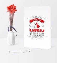 Kişiye Özel Yılbaşı Mutlu Yıllar Temalı Beyaz Defter Kalem Seti - 7