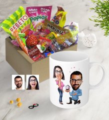 Kişiye Özel Evlilik Teklifi Karikatürlü Nostaljik Lezzetler Kupa Seti-1