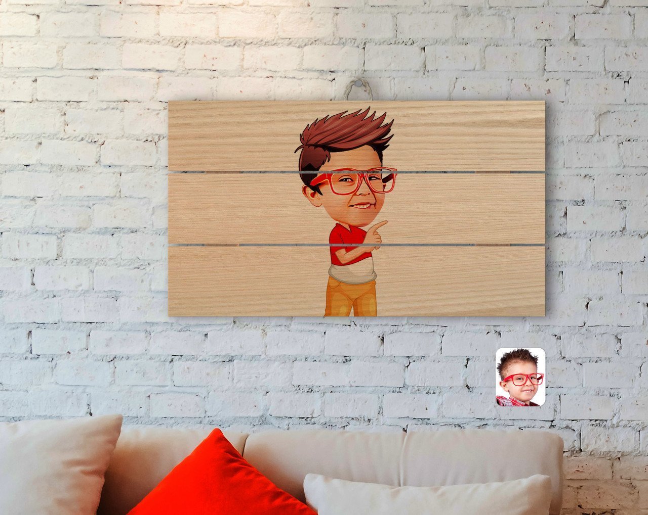 Kişiye Özel Erkek Çocuk Karikatürlü Otantik Ahşap Palet Tablo-1