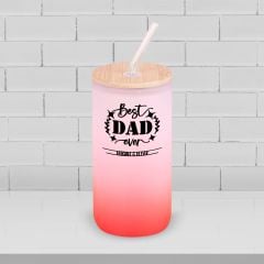 BK Gift İsimli Dad Tasarımlı Kırmızı Renk Pipetli Buzlu Cam Bardak 600ml - 9, Babaya Hediye, Doğum Günü Hediyesi