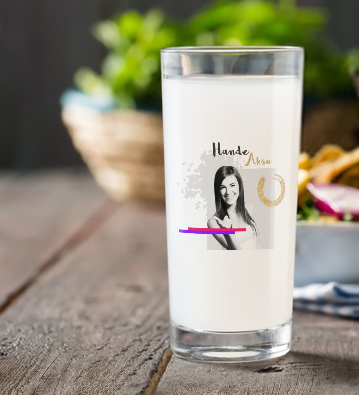 Kişiye Özel İsimli Fotoğraflı Rakı Bardağı-5