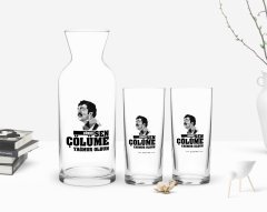 Kişiye Özel Renkli Baskılı Çünkü Sen Çölüme Yağmur Oldun Tasarımlı İkili Rakı Bardağı ve Karaf Hediye Seti-5