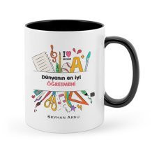 Kişiye Özel Dünyanın En İyi Öğretmeni Siyah Kupa Bardak - 13
