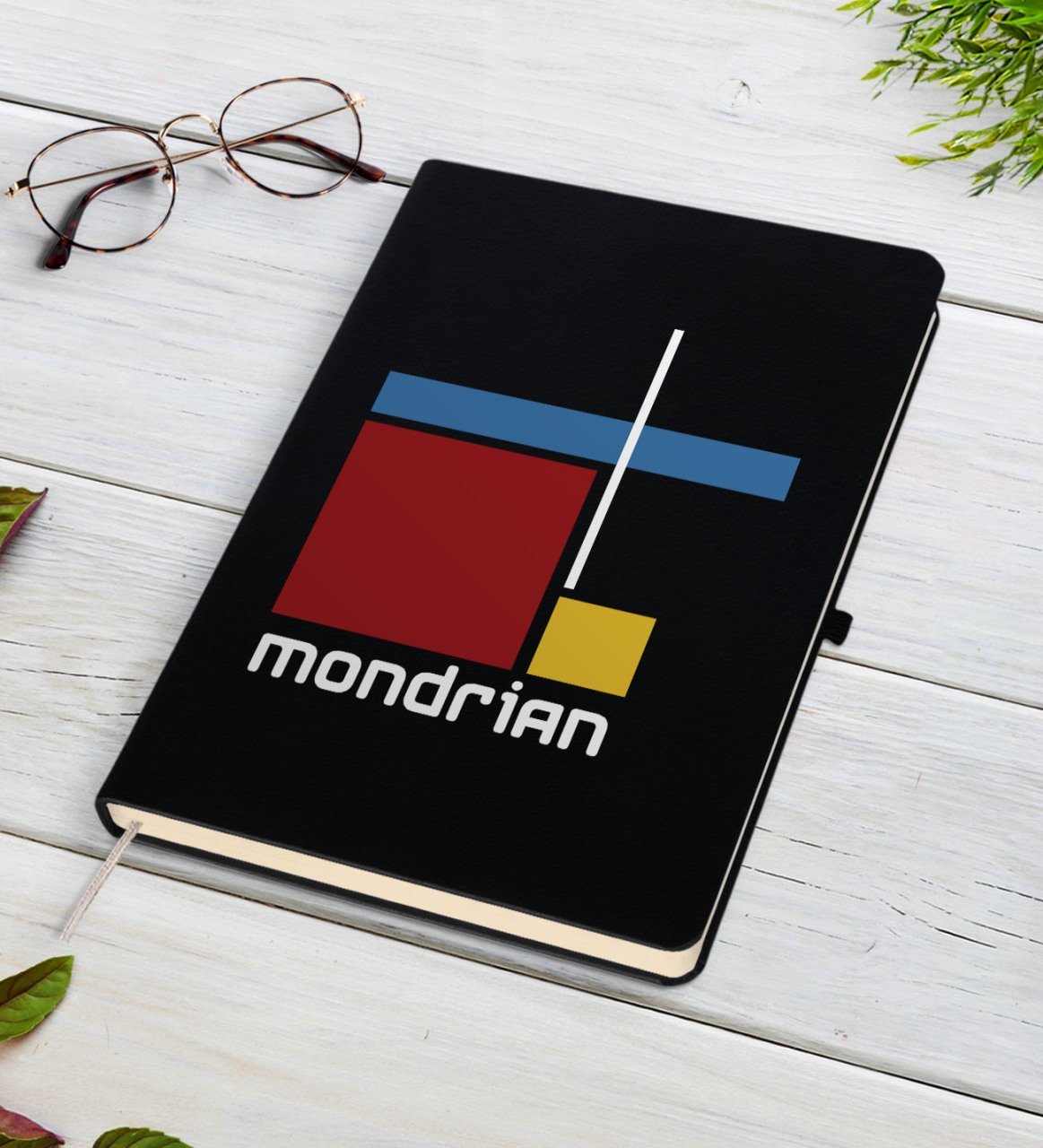 Mondrian Tasarımlı Siyah Defter